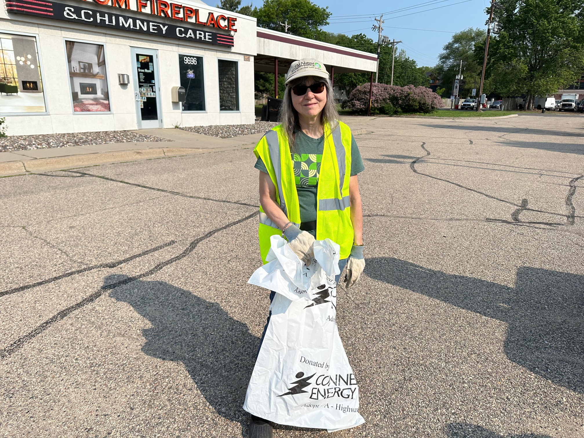 Mary Dresser at the MMS Adopt-a-Highway cleanup